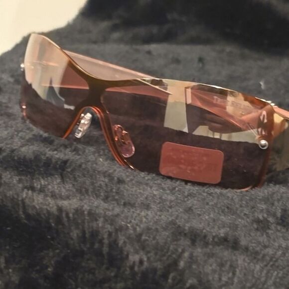 True Religion Rimless Wraparound Sunglasses- Pink Acetate main image 13